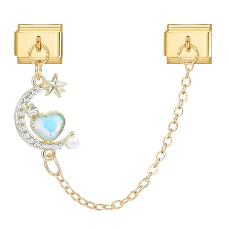 Wholesale Italian Charm Bracelet 9mm DIY Splicing Double Pendant Stainless Steel Composable Bracelet