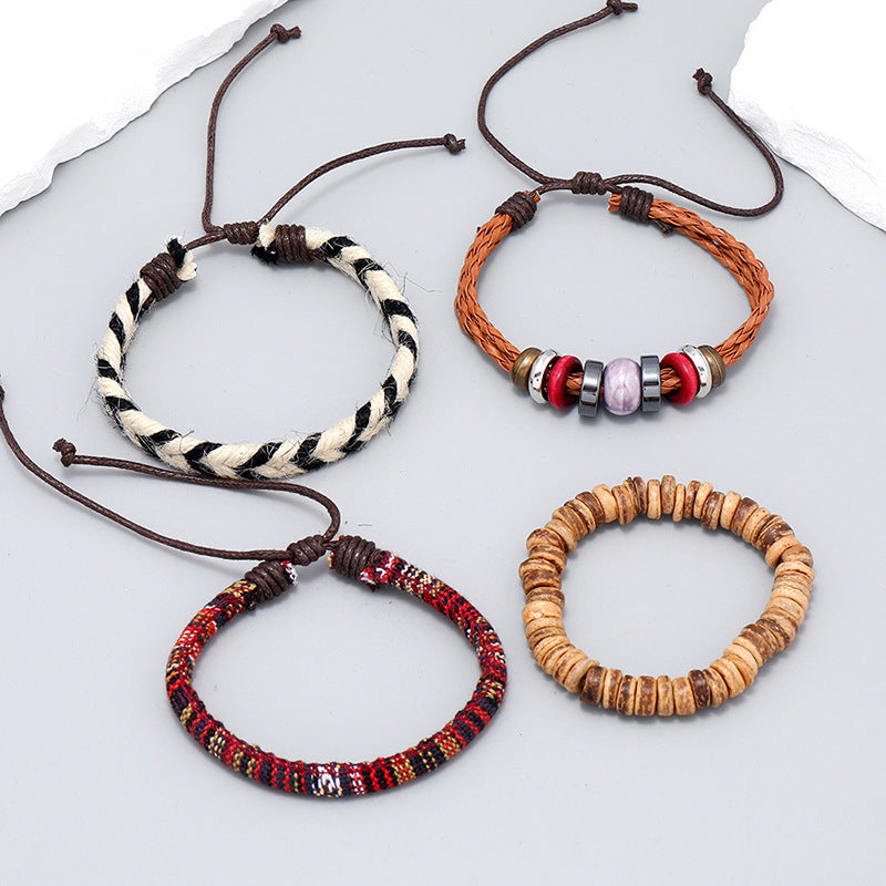 Wholesale Hand-woven Vintage Bracelets Diy 4-piece Set Bohemian Style ACC-BT-PK013
