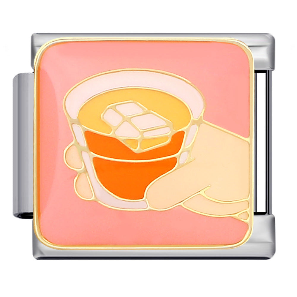 Wholesale Italian Charm Bracelet DIY Splicing Pink Stainless Steel Composable Bracelet