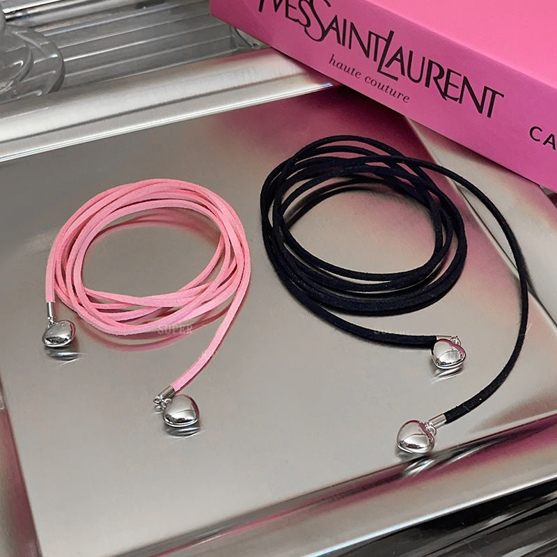 Wholesale  Long Black Bow Ribbon Love Necklace