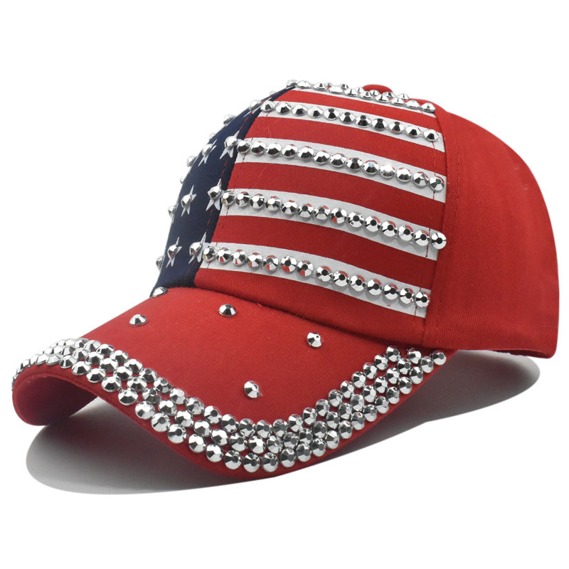 Wholesale  American flag stick  fashion Diamond cap