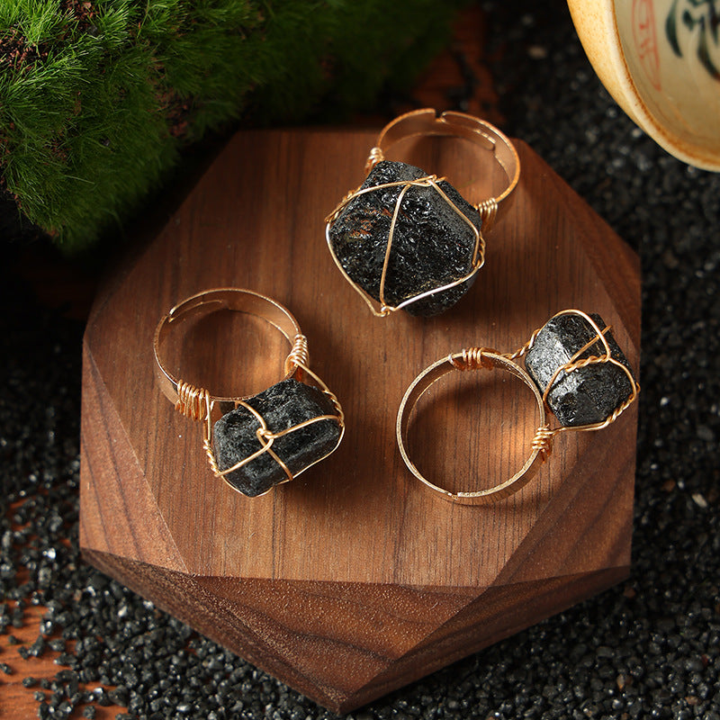Wholesale Wire Wrapped Natural Amethyst Ring Rough Stone Crystal Jewelry Fashion Accessory Everyday Wear Gift And Boutique Resale