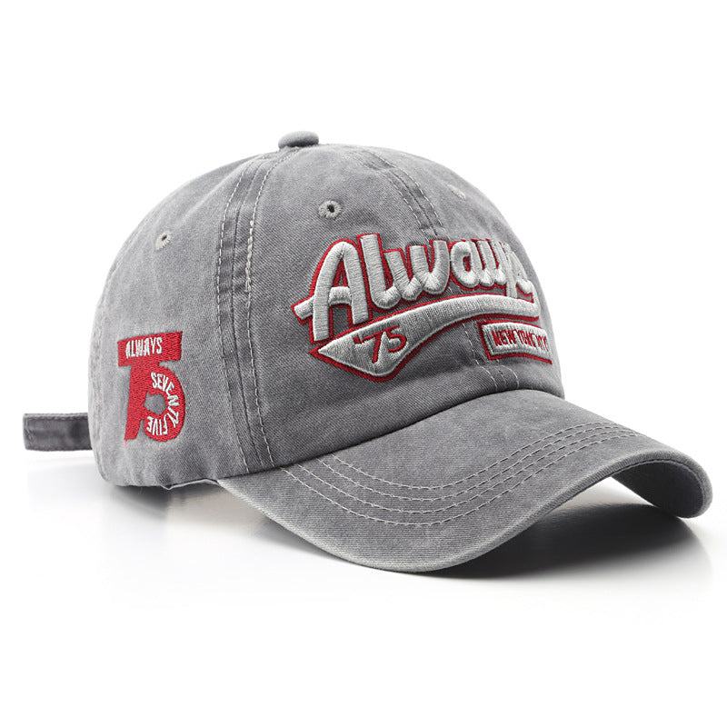 Wholesale Washed Distressed Letter Embroidered Peaked Cap Visor Baseball Cap Hat ACC-HT-TuLa002