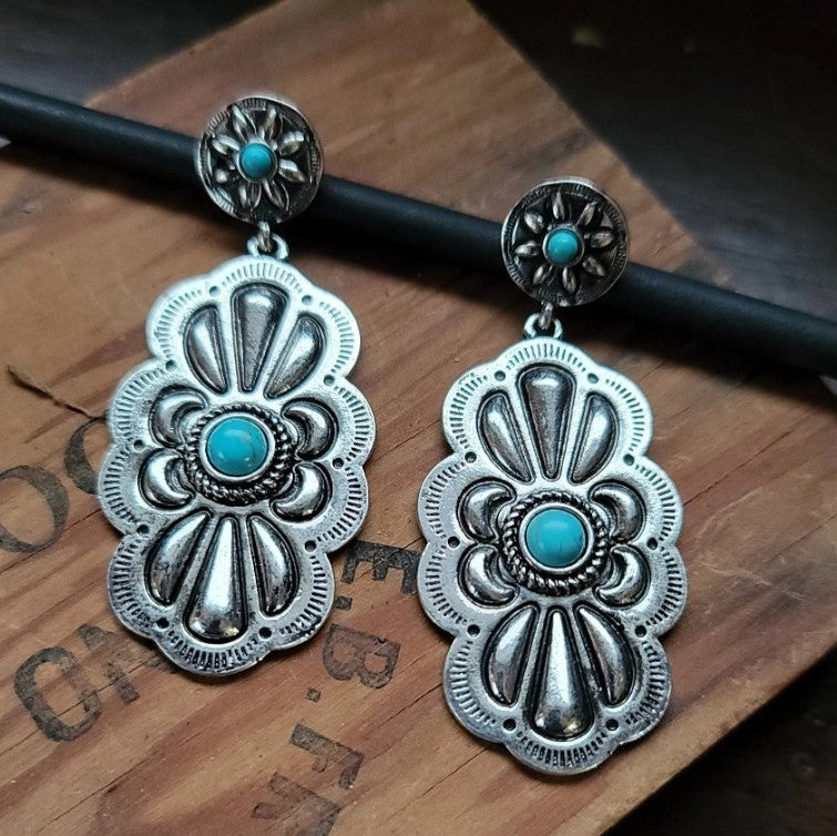 Wholesale  lace alloy turquoise earrings