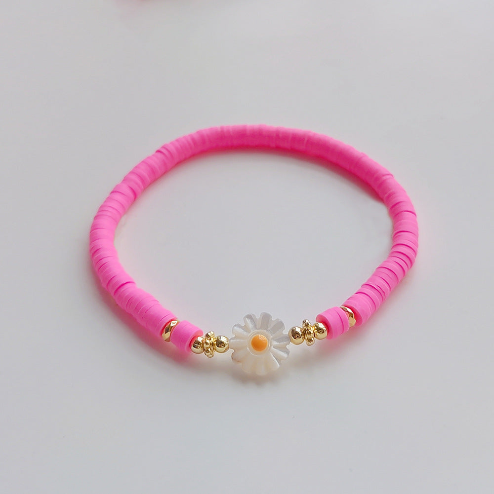 Wholesale bohemian soft clay elastic rope beaded daisy bracelet ACC-BT-Qiqi006