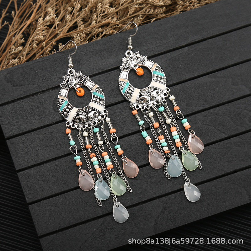 Wholesale alloy ethnic style long earrings