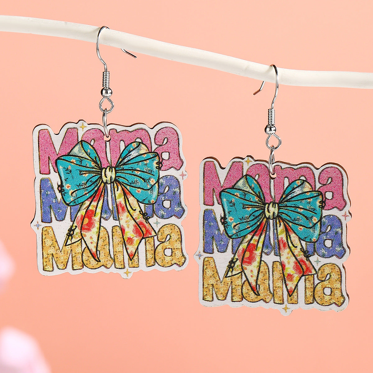 Wholesale  Mother's Day Wooden Earrings Cartoon Envelope Flower Love Earrings