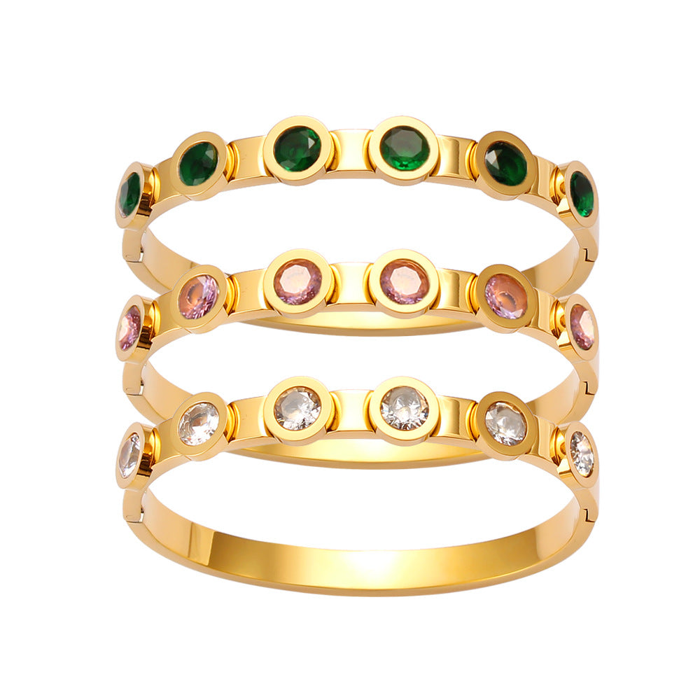 Wholesale Stainless Steel 18K Gold Color Zircon Buckle Light Luxury Bracelet ACC-BT-MeiSD002