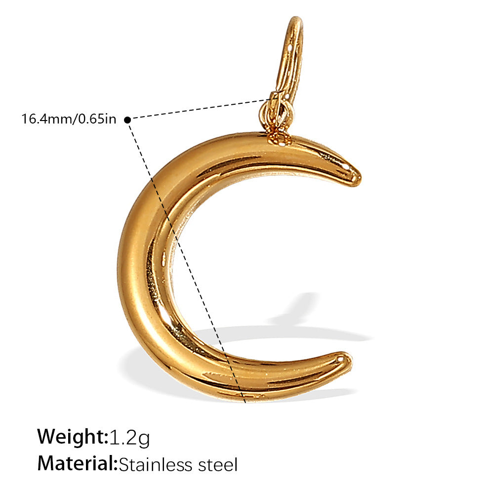 Wholesale Diamond-Encrusted Star and Moon Titanium Steel Pendant Accessories