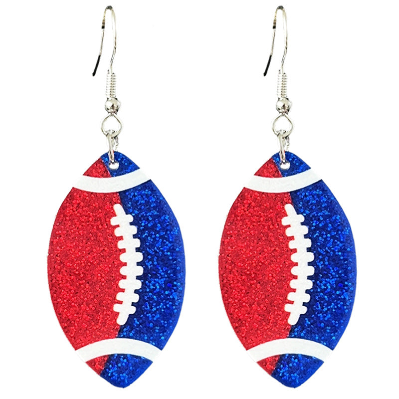 Wholesale  source football soccer color contrast fashion ladies shiny acrylic earrings