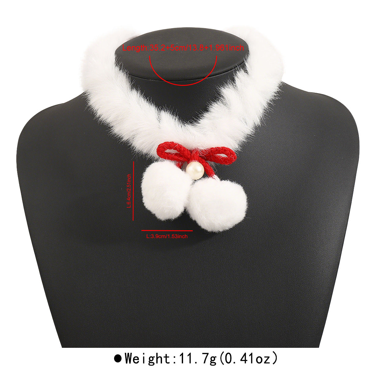 Wholesale White Snowball Plush Choker Necklace  Christmas Series