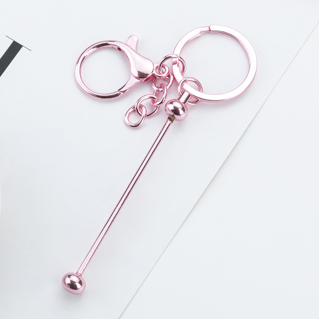 Wholesale DIY Beaded Keychain UV Electroplated Metal Keychain