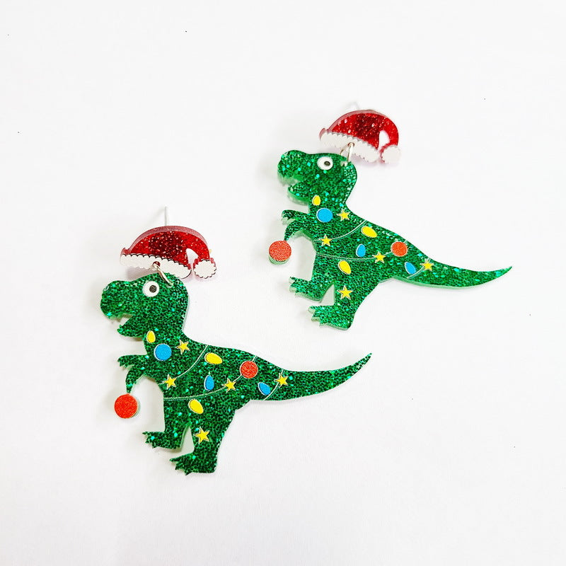 Wholesale Christmas Tree Rainbow Koala Dinosaur Cactus Gingerbread Man Acrylic Earrings ACC-ES-XP012