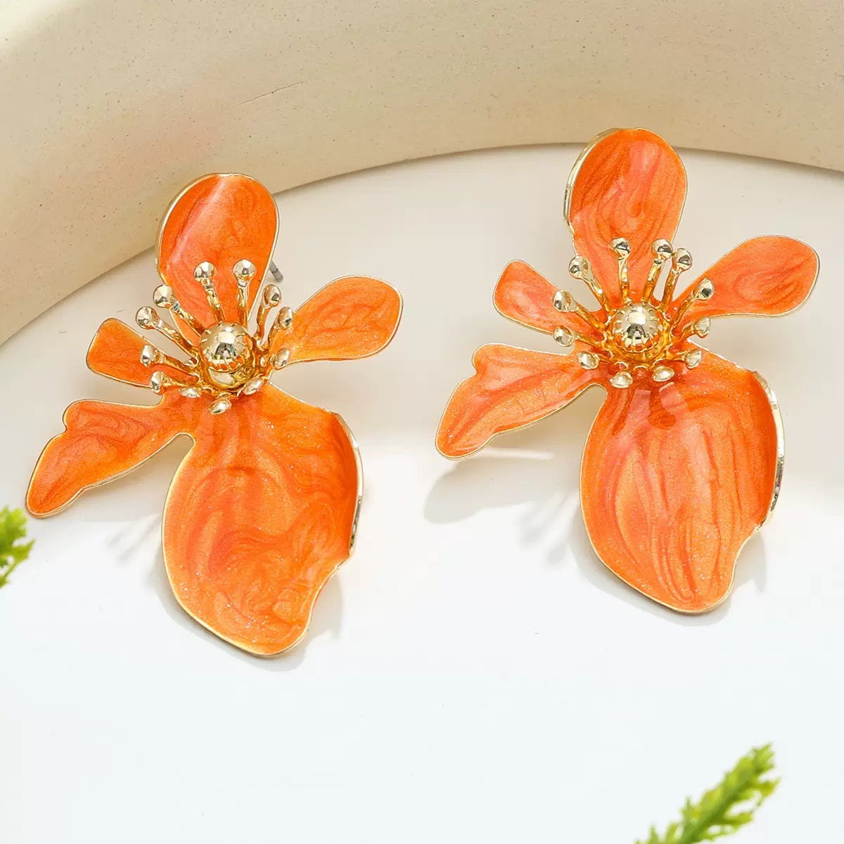 Wholesale Creative Colorful Metal Irregular Design Large Flower Earrings Holiday Style Earrings