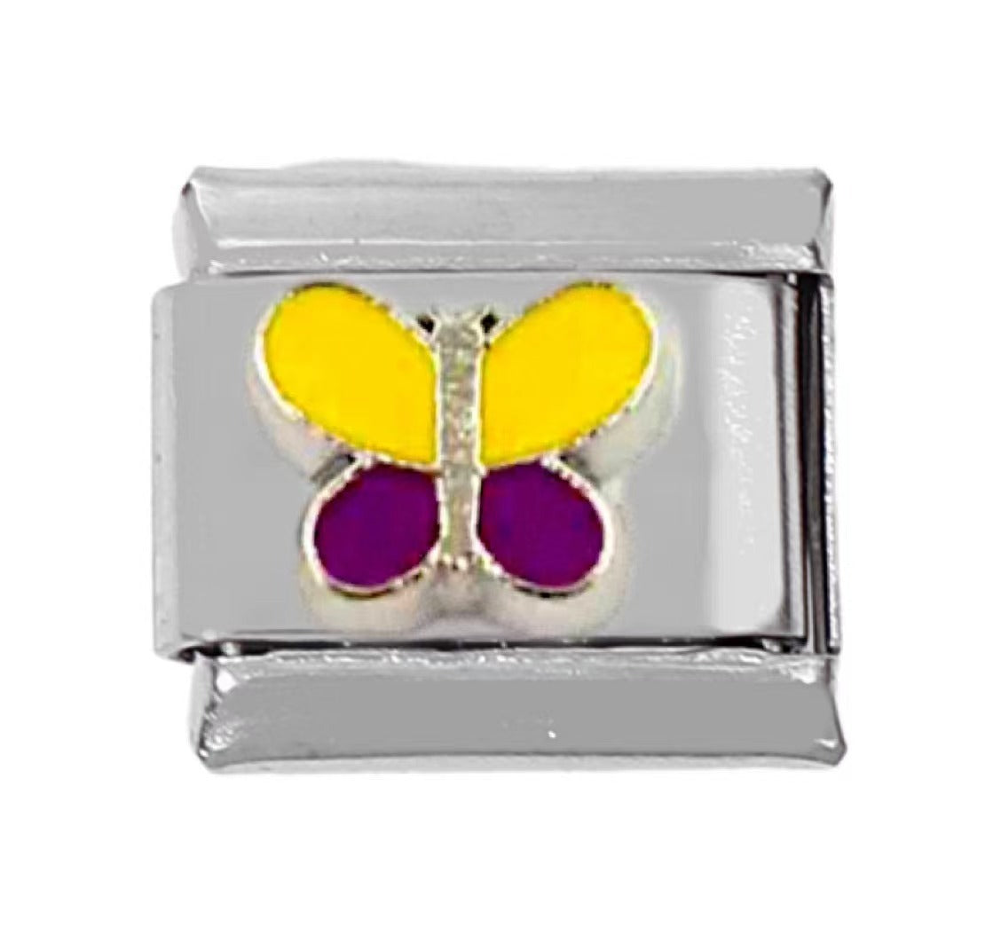 Wholesale 5pcs Italian Charm Bracelet Charm Module Stainless Steel Tulip Butterfly Bracelet 9mm DIY Pattern Free Stitching Detachable Composable Bracelet ACC-BT-DaLiang013