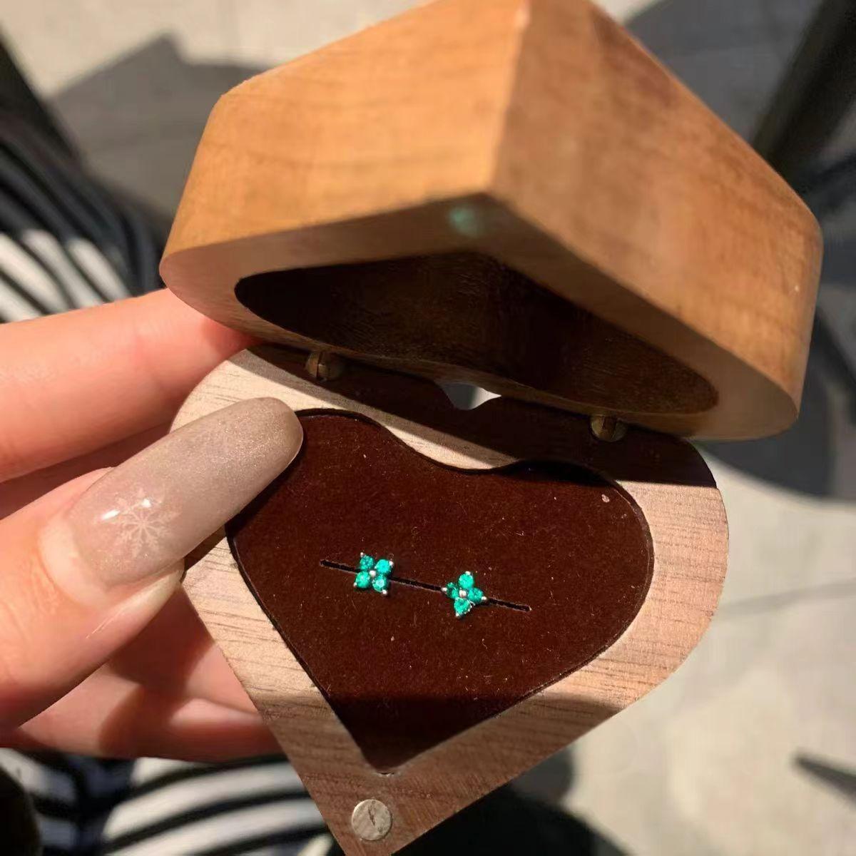 Wholesale Mini Four-Leaf Clover Ear Bone Nail Titanium Steel Earrings