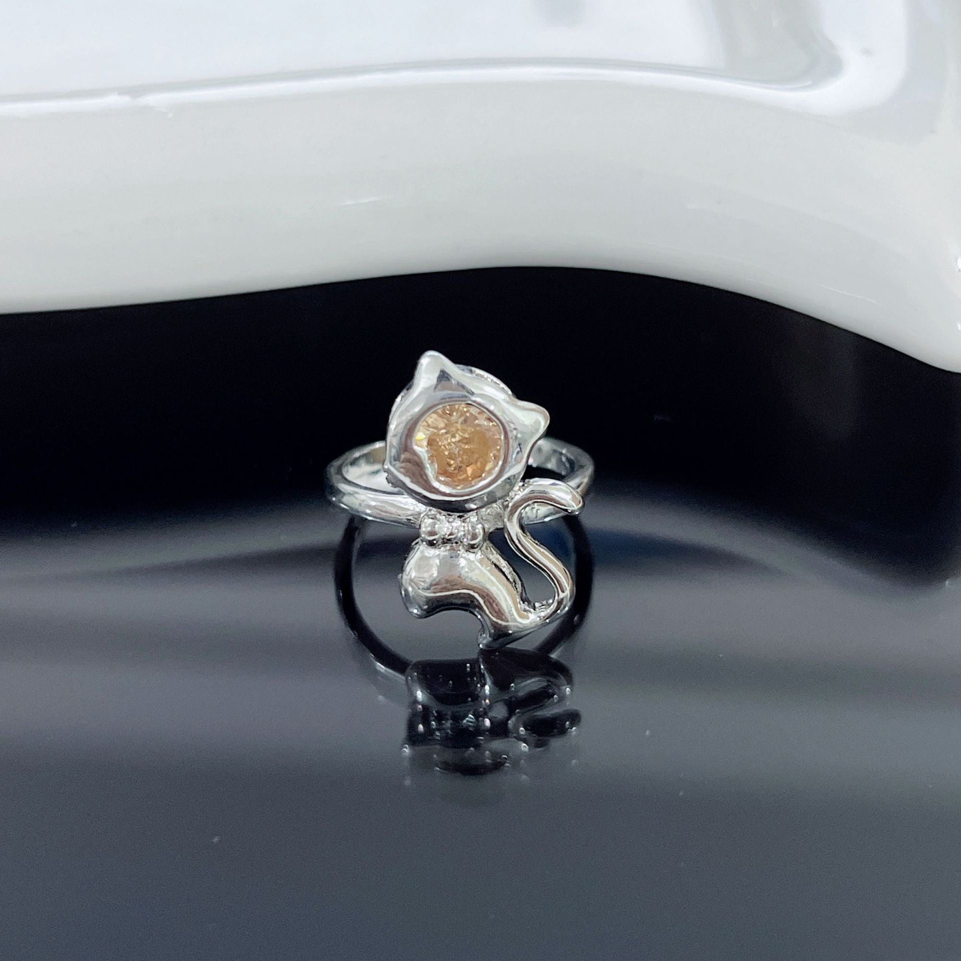 Wholesale Bowknot Curly-tail Cat Copper Jewelry Bow Rings