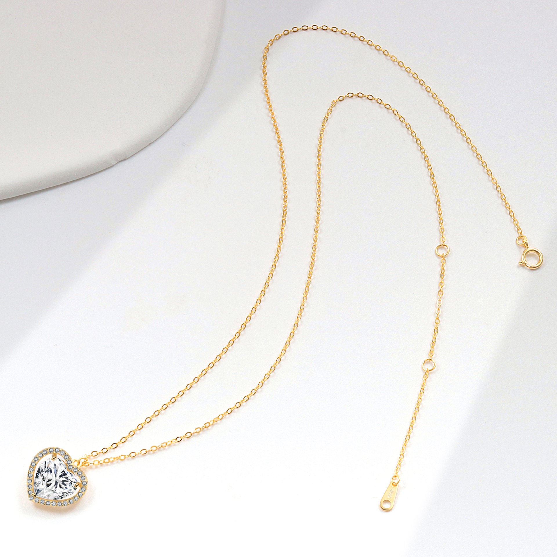 Wholesale  Zircon Love 925 Silver Necklace  Heart-shaped Clavicle Chain