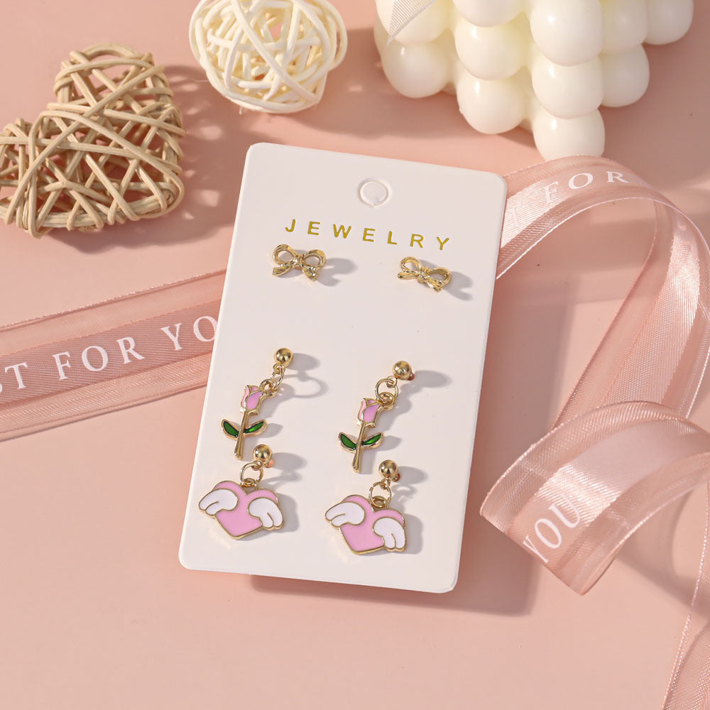 Wholesale Valentine' s Day Oil Drop Rose Red Lip Earring