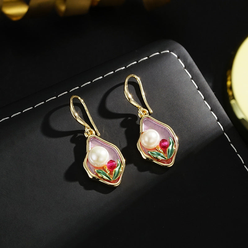Wholesale Hand-painted Oil Painting Freshwater Pearl Earrings