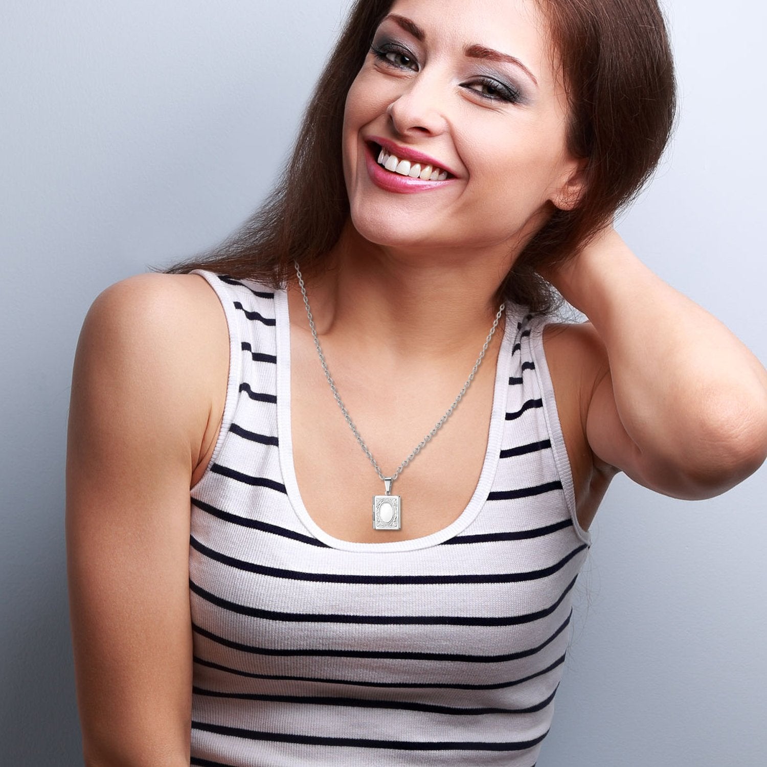 Collana apribile a fantasia rettangolare in acciaio inox all'ingrosso