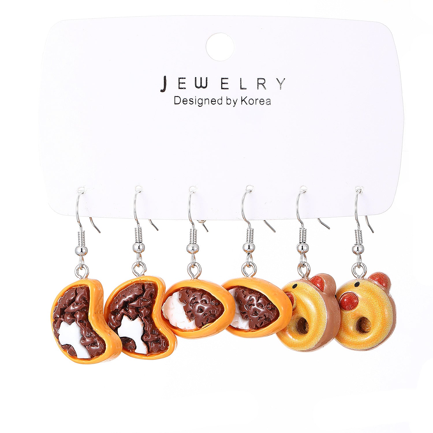 Wholesale Funny Donut Earrings Set For Women White Plastic Resin Party Gift Boutique Resale