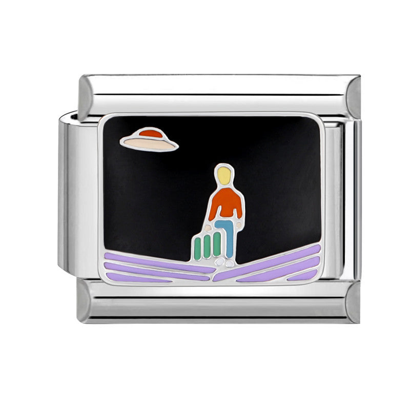 Wholesale Italian Charm Bracelet 9mm DIY Splicing Removable Stainless Steel Black Series Composable Bracelet