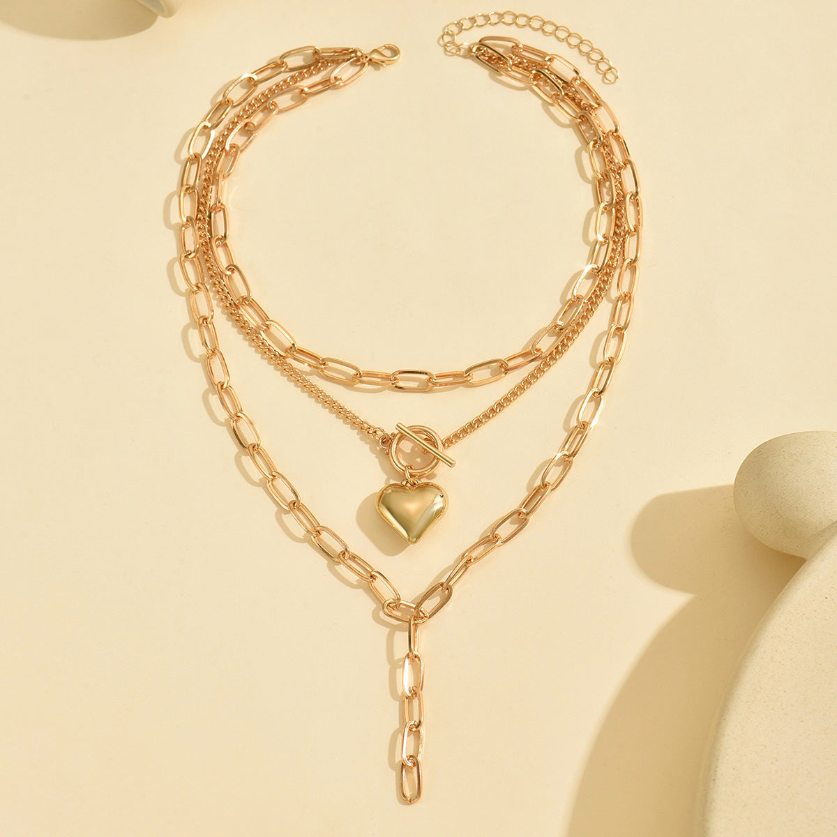 Wholesale Heart-shaped Pendant Chain Tassel Necklace