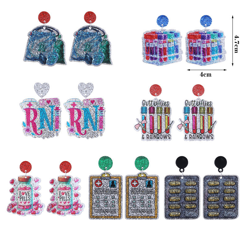 Großhandel Krankenschwestern Tag glänzende feine Acrylohrringe