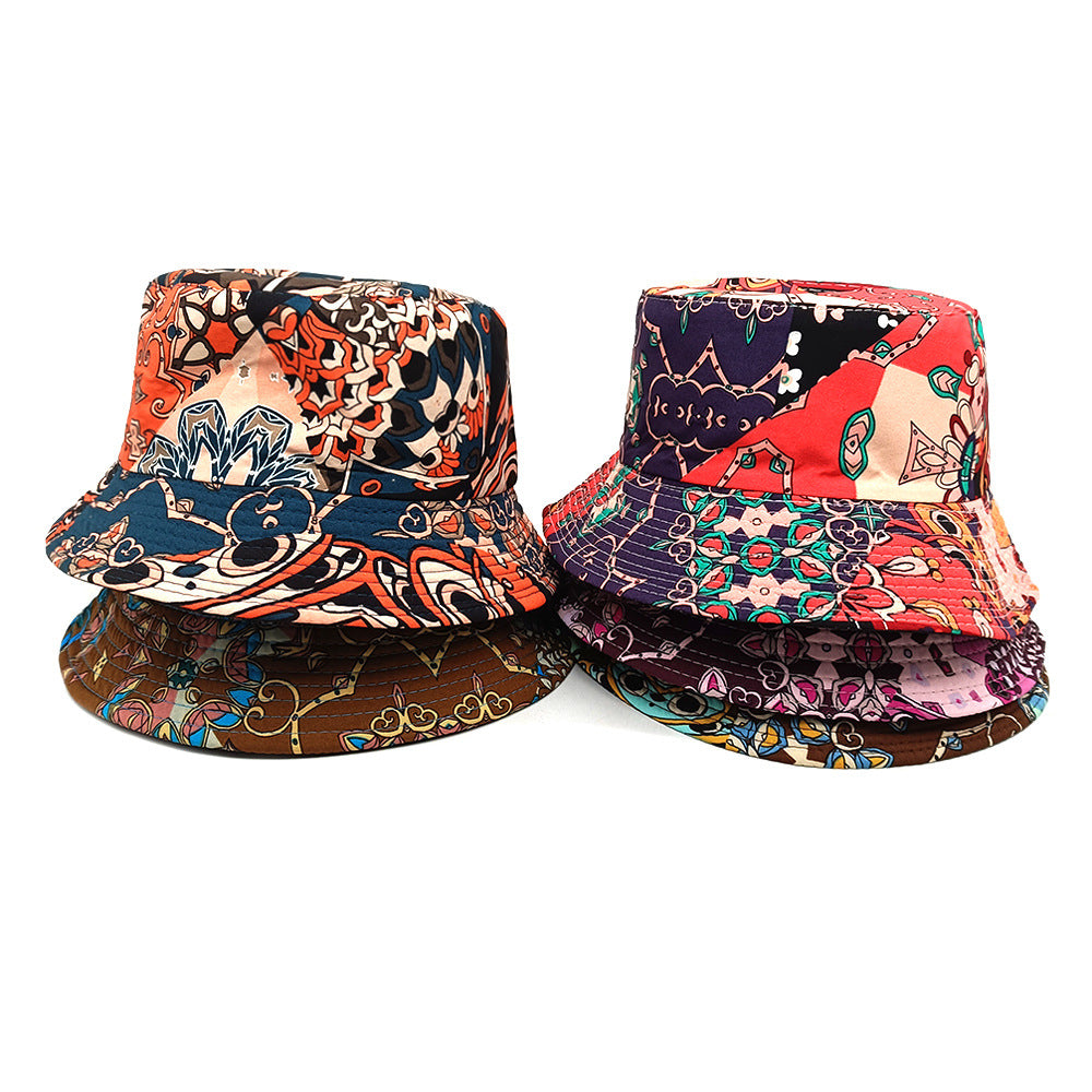 Wholesale Four Seasons Sun Visor Geometric Bucket Hat Colorblock
