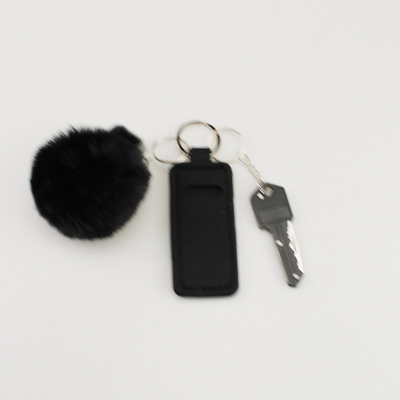 Wholesale Fur Ball Lipstick Set Folding Keychain ACC-KC-TMS008