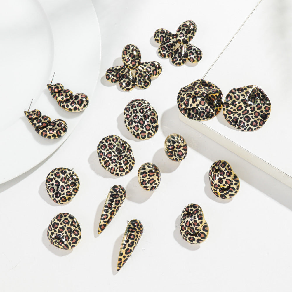 Wholesale  Retro Leopard Earrings  Geometric Leopard Earrings