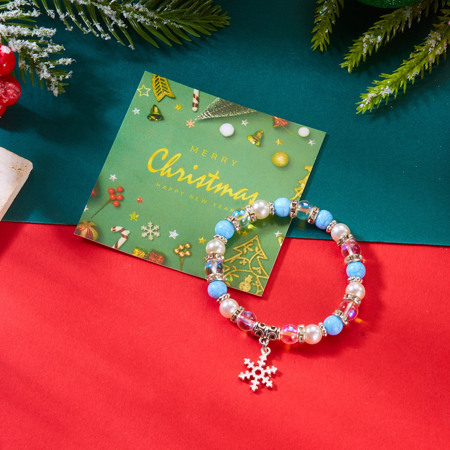 Wholesale  Christmas Tree Letter Polymer Clay Beaded Bracelet