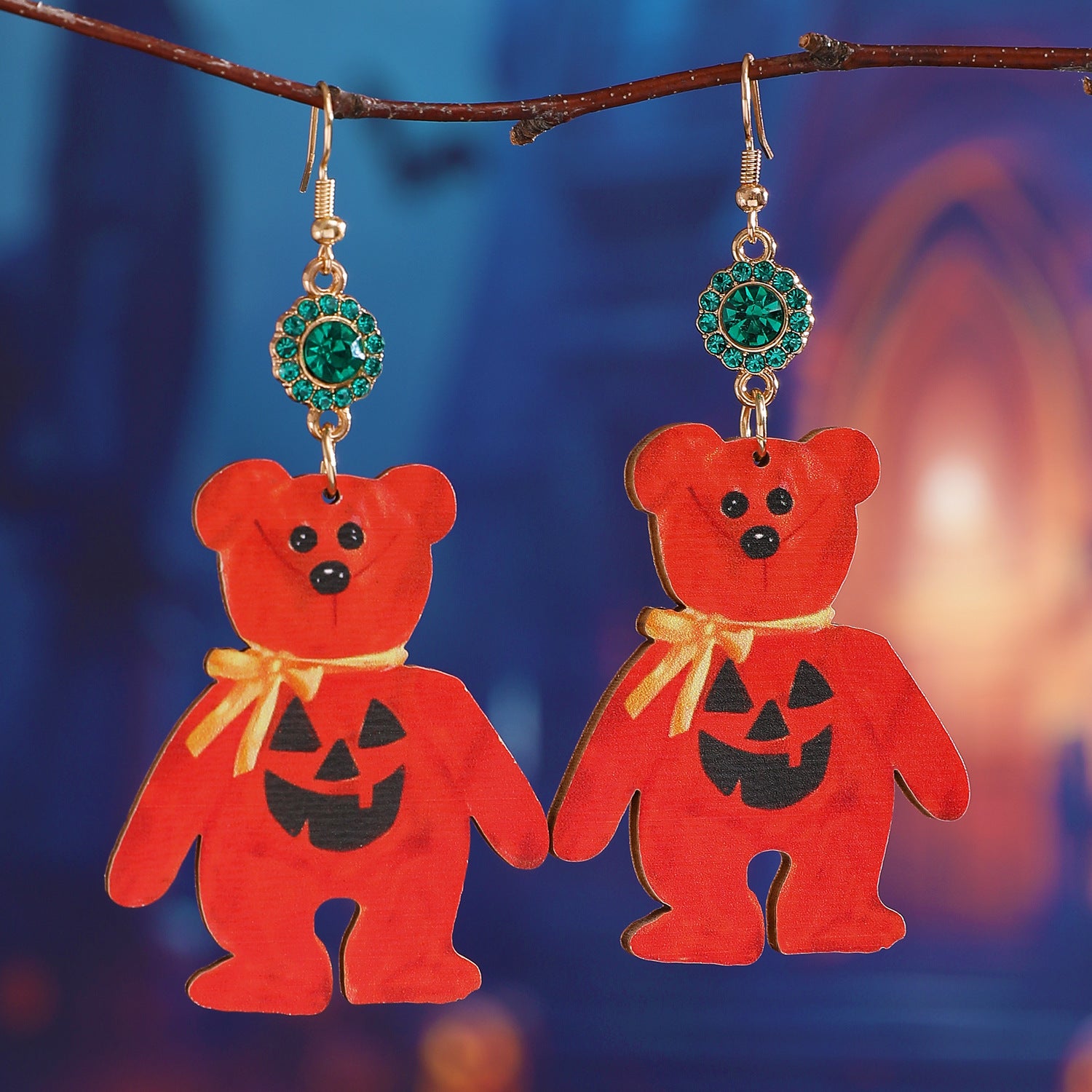 Wholesale  Little Bear Wooden Earrings Gold-Tone Fashion Accessory Gift