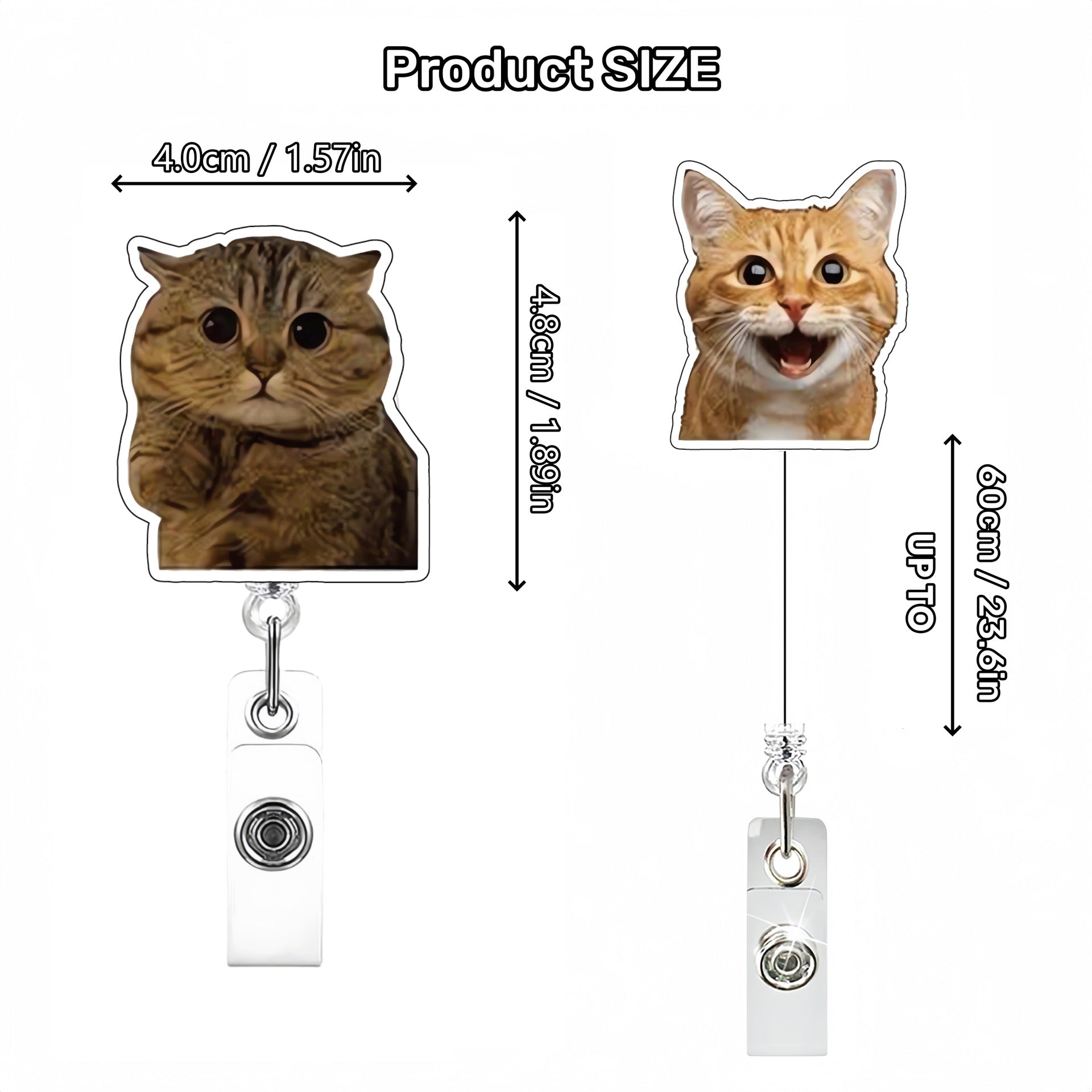 Wholesale Cute Cat Acrylic Retractable Rotating Badge Keychain