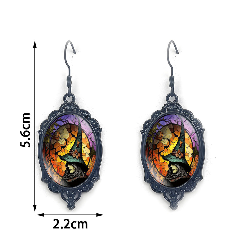 Wholesale Halloween Dark Series Oval Pendant Earrings