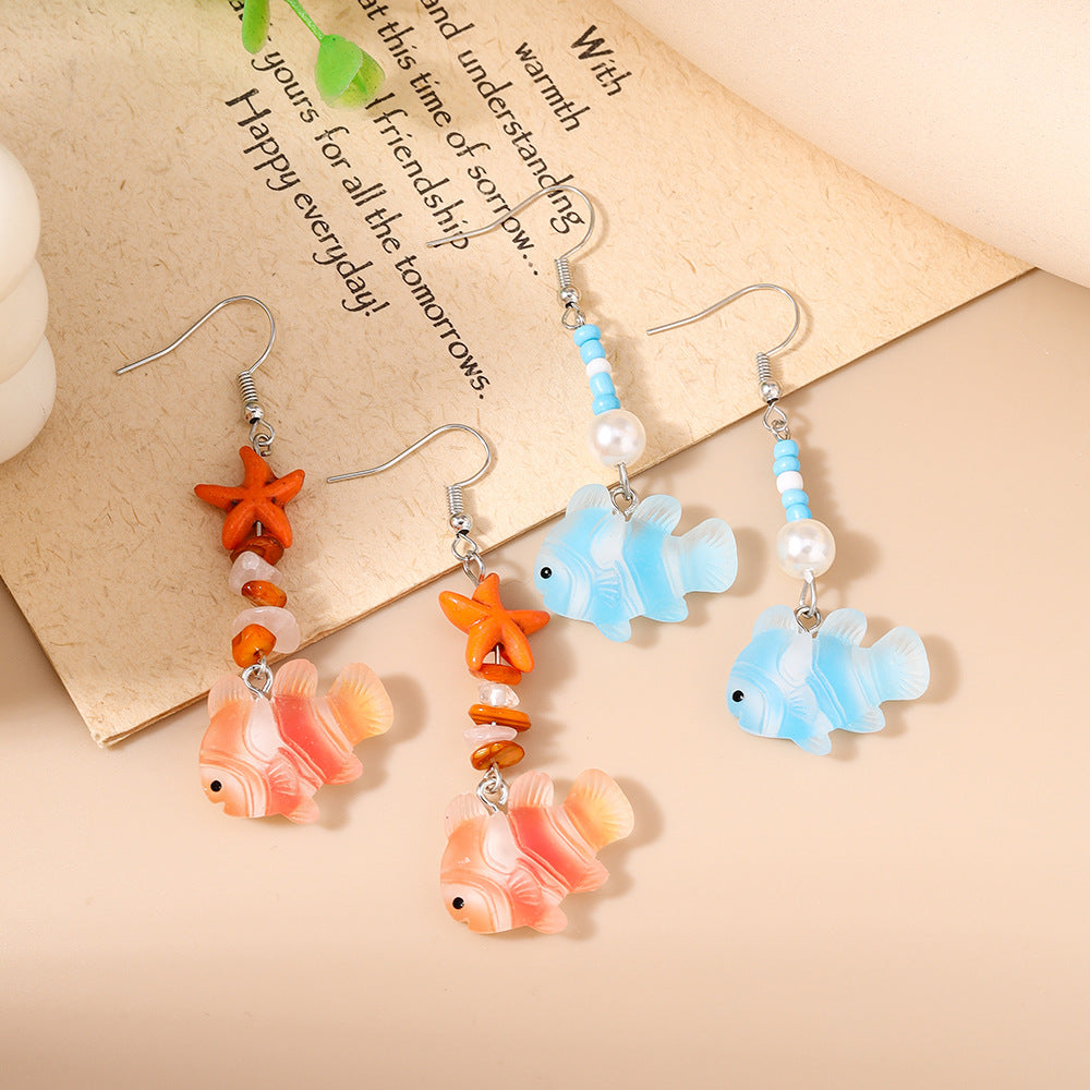Wholesale  Fashion Clown Fish Ear Hooks Biological Fish Earrings