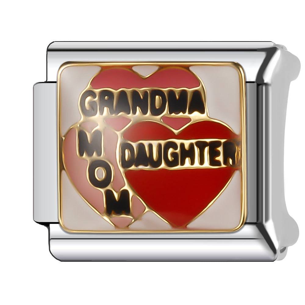 Wholesale Italian Charm Bracelet 9mm DIY Splicing Red Series Stainless Steel Composable Bracelet