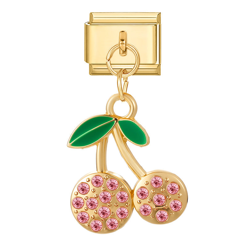 Wholesale Italian Charm Bracelet 9mm DIY Splicing Cherry Series Stainless Steel Composable Bracelet