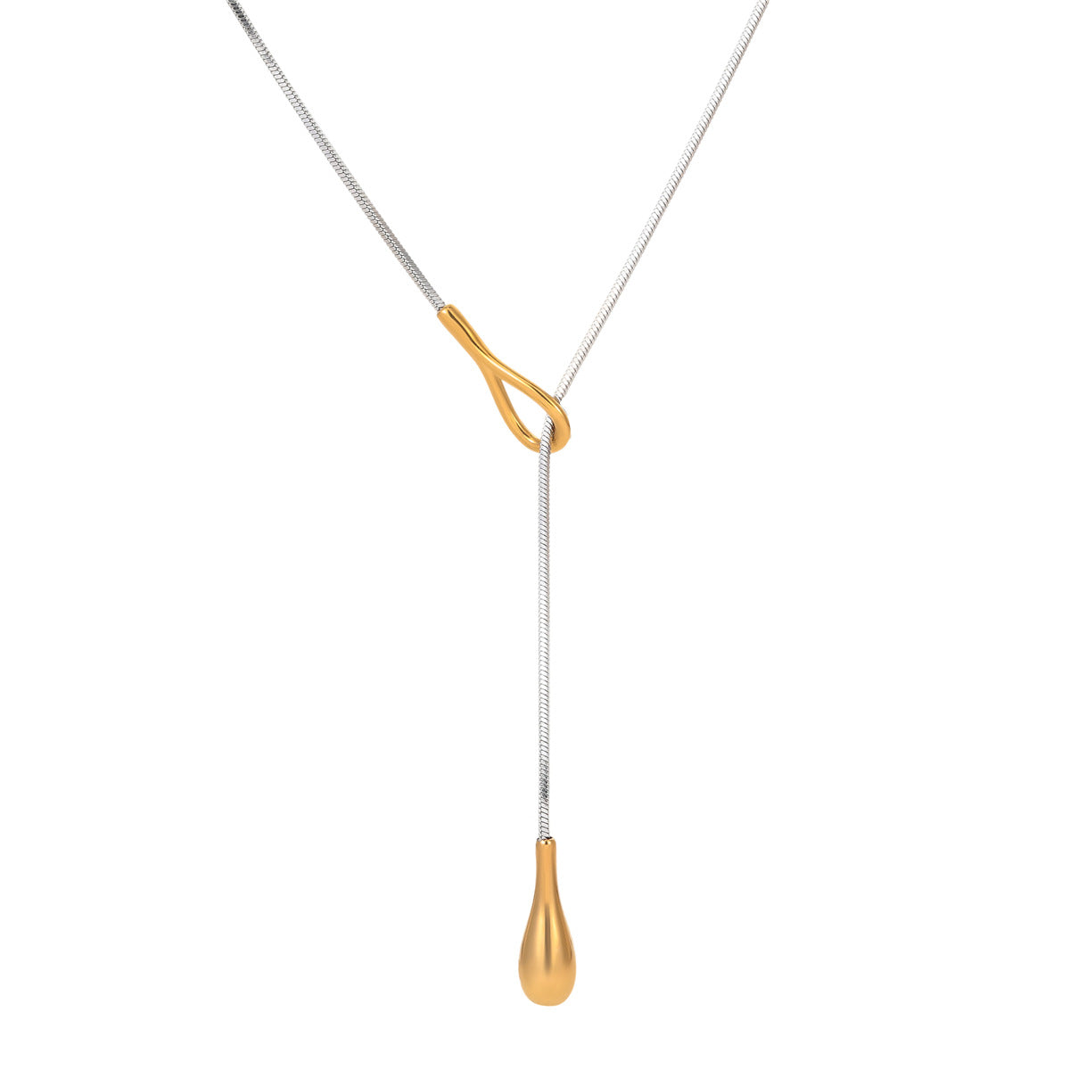 Wholesale Stainless Steel Necklace Long Water Drop Pull-Out Y-Shaped Chain Necklace