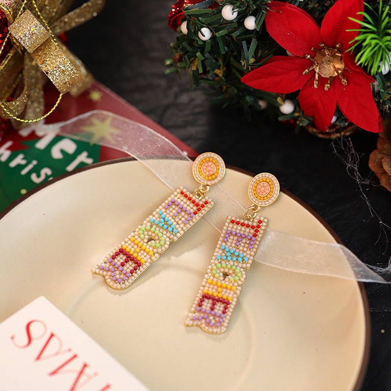 Wholesale Teacher candy color rice bead alloy earrings ACC-ES-RuLong005