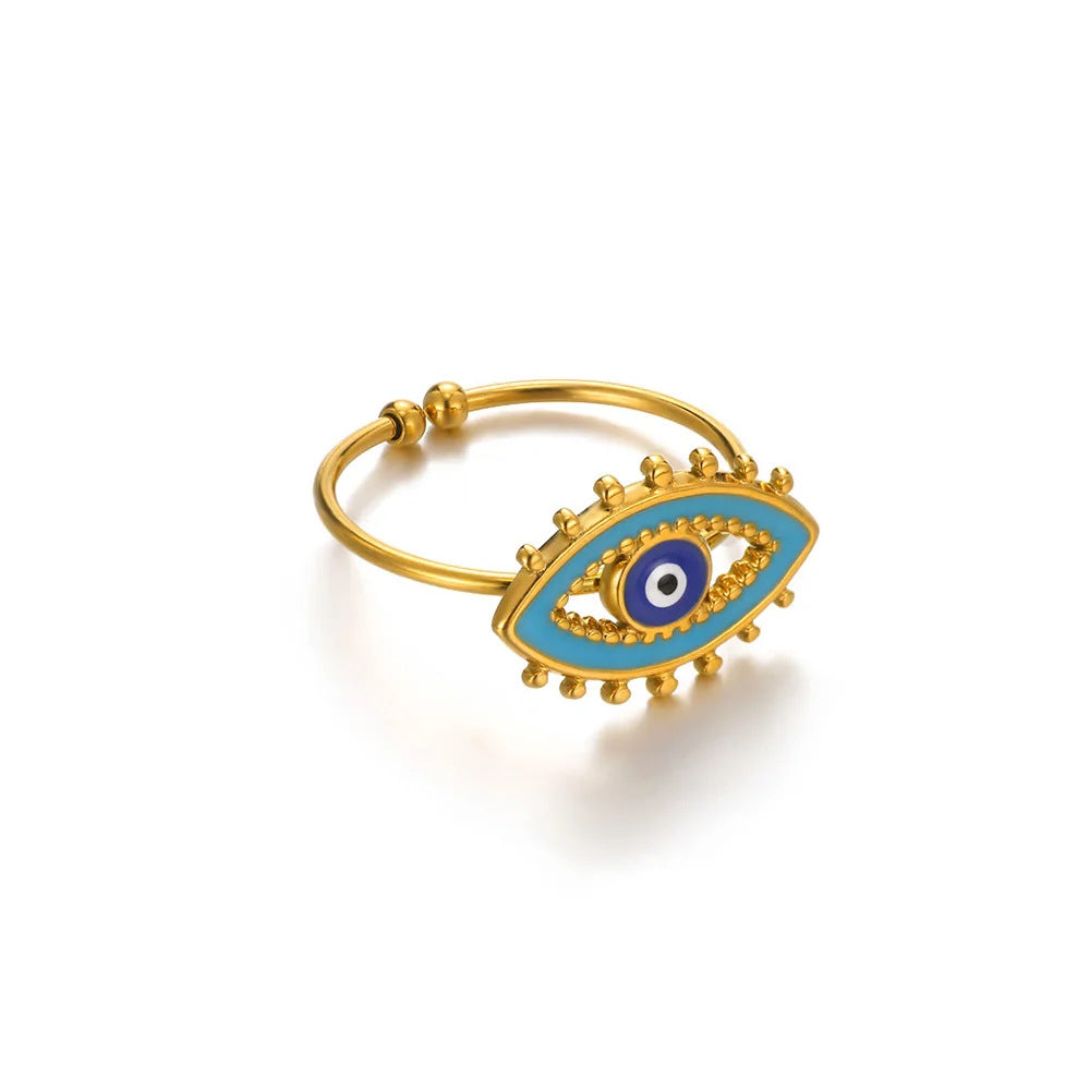 Wholesale Evil Eye Ring,  Blue Drip Oil Design,  Fashion Jewelry Accessory for Women,  Everyday Wear Gift