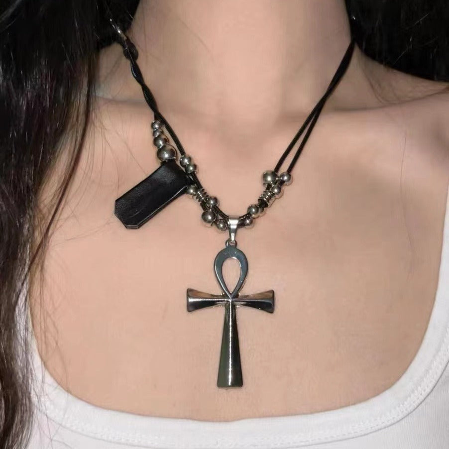 Wholesale Punk Heavy Industrial Cross Long Necklace