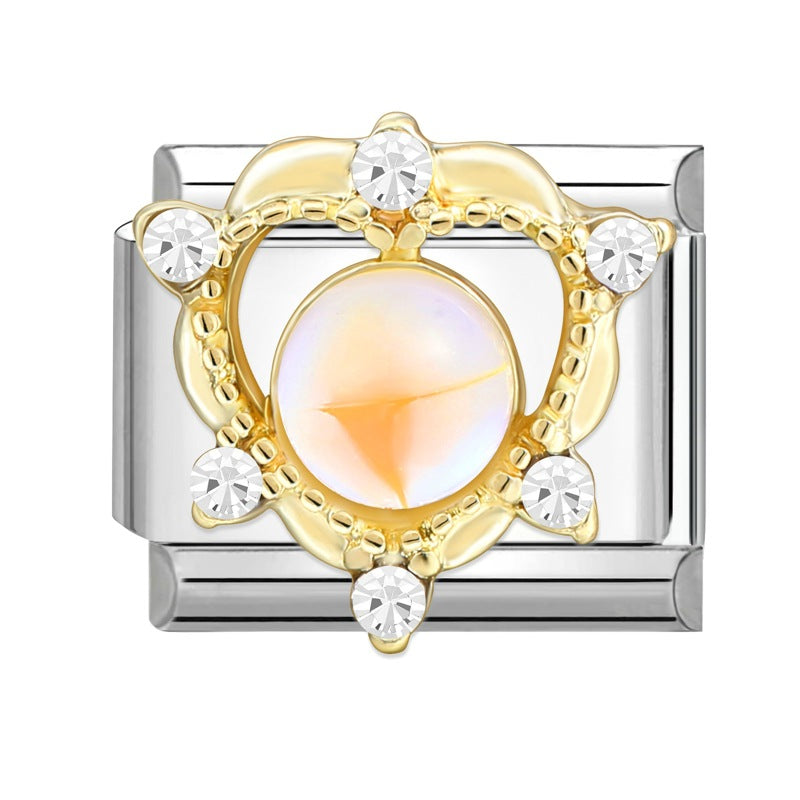 Wholesale Italian Charm Bracelet 9mm DIY Splicing Removable Stainless Steel Diamond Patch Composable Bracelet