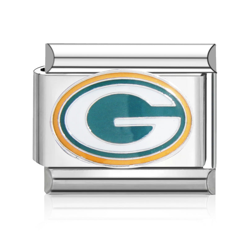 Wholesale 2PCS 9mm Italian Charm Starter Bracelets DIY Rugby Stainless Steel Composable Bracelet