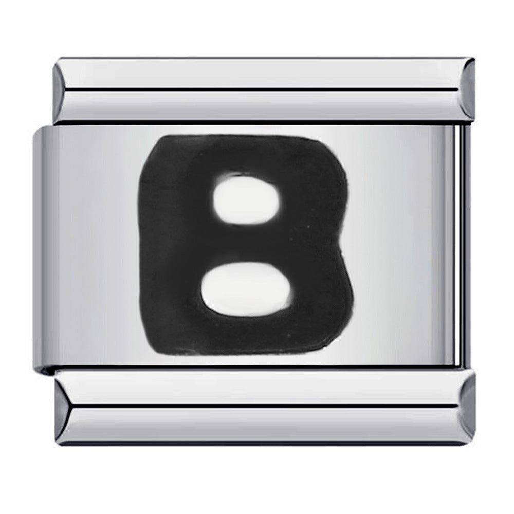 Wholesale Italian Charm Bracelet  Black English Letters DIY Stainless Steel Composable Bracelet