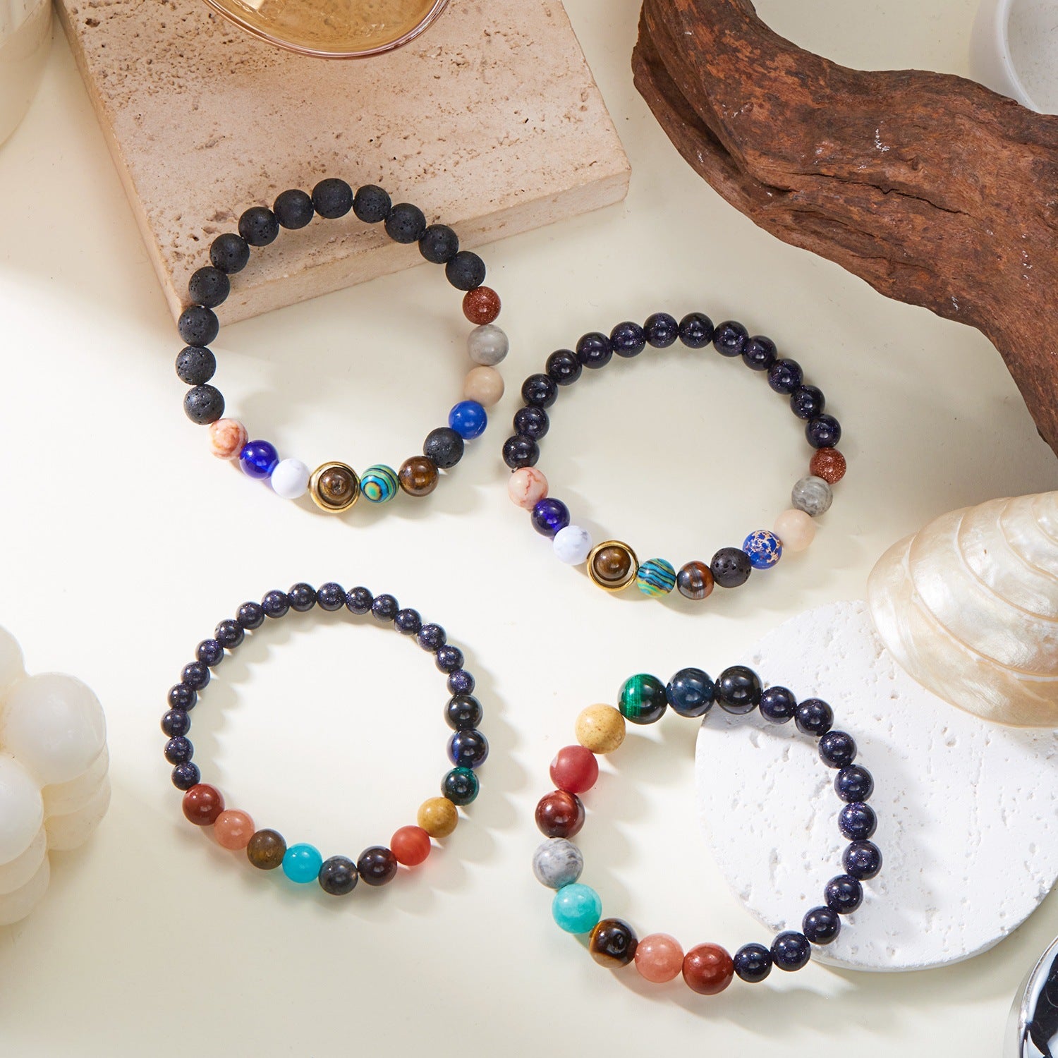 Wholesale Zodiac Planet Bracelet For Couples Handmade Natural Stone Universe Design Fashion Jewelry Accessory Travel Souvenir Gift