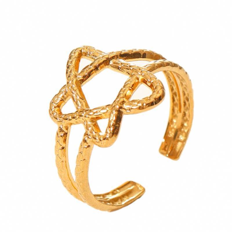 Wholesale Leaf Geometric Stainless Steel Rings 18k Gold Plated Rings ACC-RS-MuC013