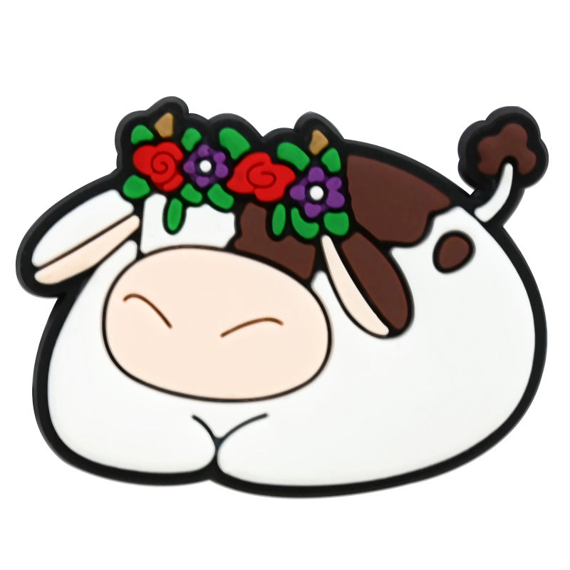 Random 100pcs Cute Cow PVC Soft Rubber Shoe Buckle Decoration ACC-SC-RYY067