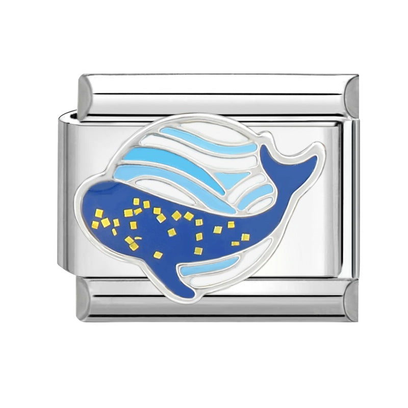 Wholesale Italian Charm Bracelet 9mm DIY Splicing Removable Titanium Steel Blue Series Composable Bracelet